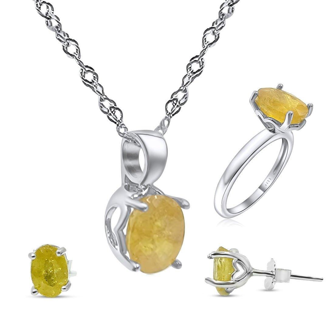 Genuine Sapphire Heart Jewelry Set - Uniquelan Jewelry