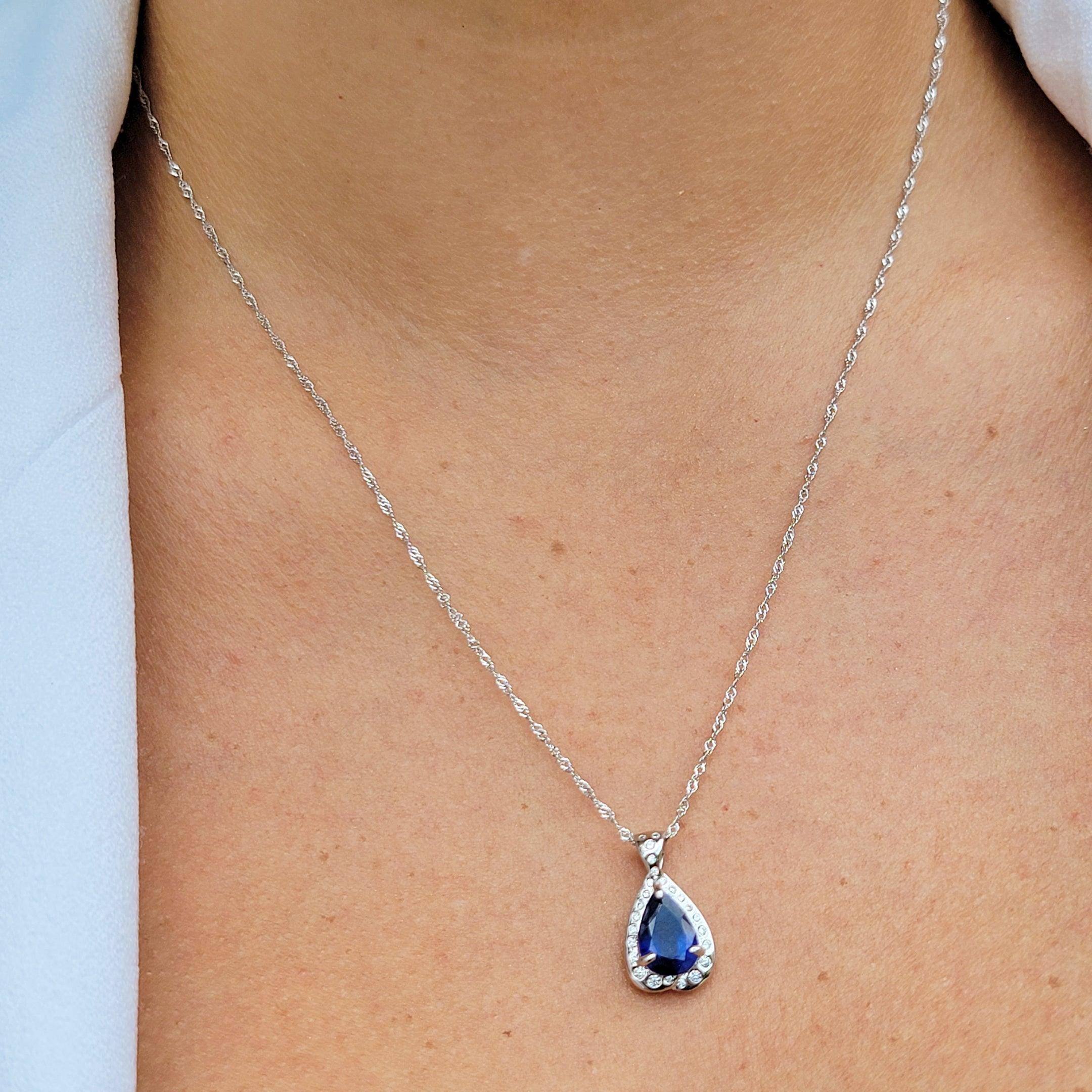 Sapphire Heart Pendant Necklace