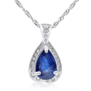 Genuine Sapphire Heart Pendant Necklace - Uniquelan Jewelry