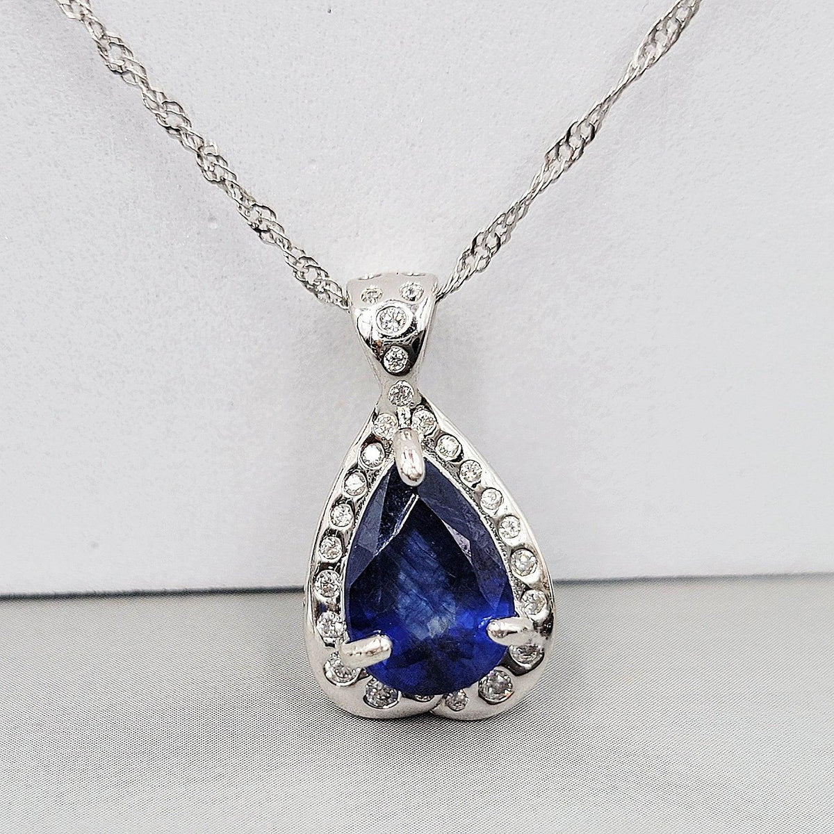 Genuine Sapphire Heart Pendant Necklace - Uniquelan Jewelry