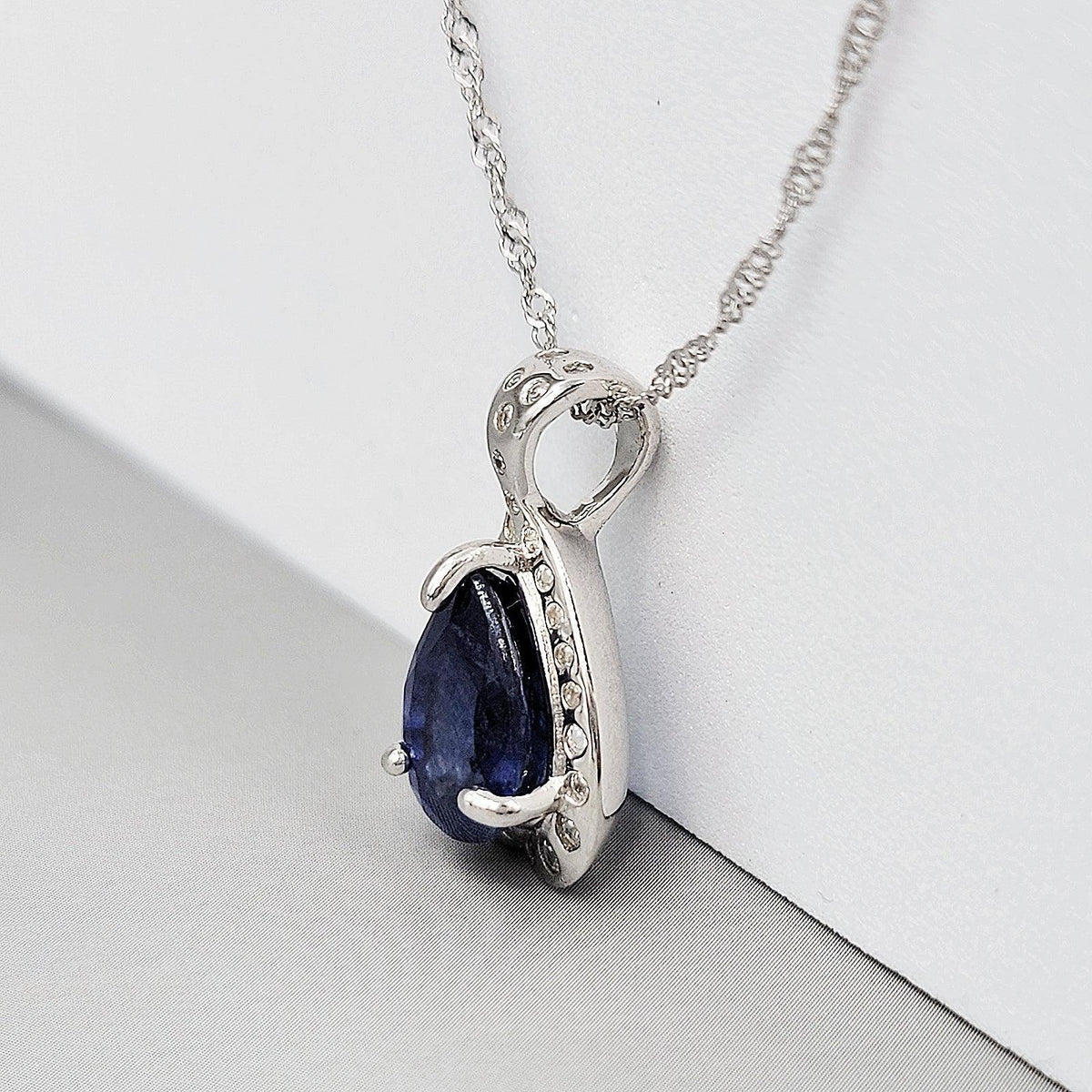 Genuine Sapphire Heart Pendant Necklace - Uniquelan Jewelry