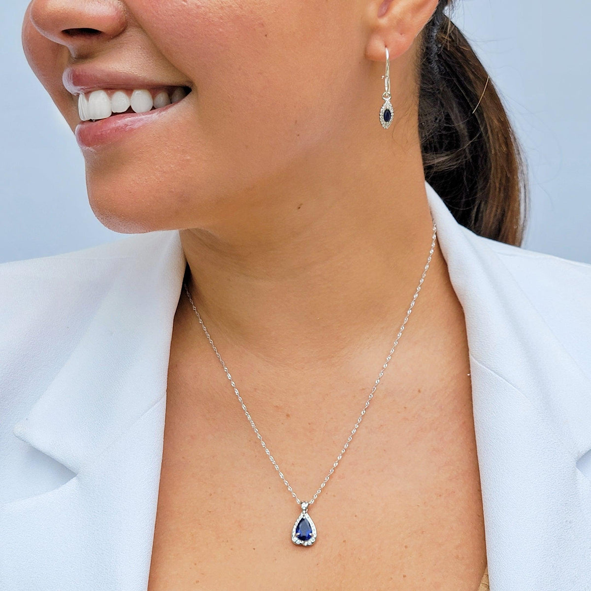 Genuine Sapphire Heart Pendant Necklace - Uniquelan Jewelry