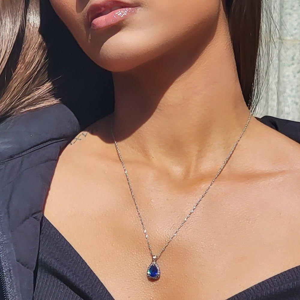 Genuine Sapphire Heart Pendant Necklace - Uniquelan Jewelry