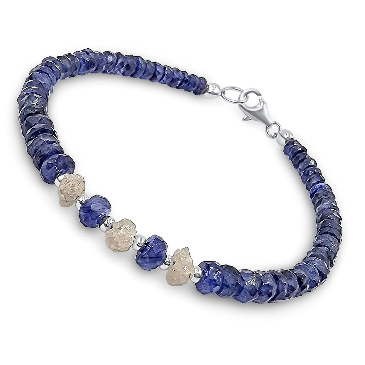 Genuine Sapphire Raw Diamond Bracelet - Uniquelan Jewelry