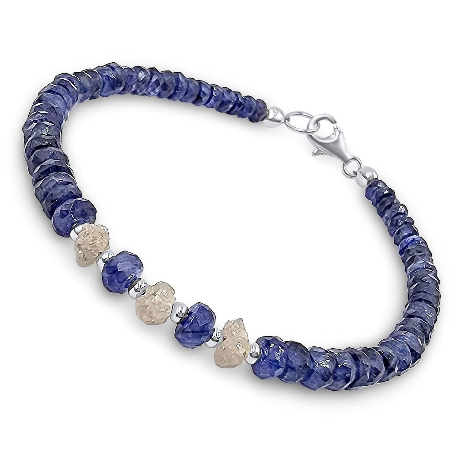 Genuine Sapphire Raw Diamond Bracelet - Uniquelan Jewelry