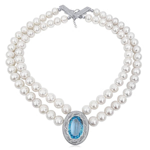 Genuine Topaz and Pearl Necklace - Uniquelan Jewelry
