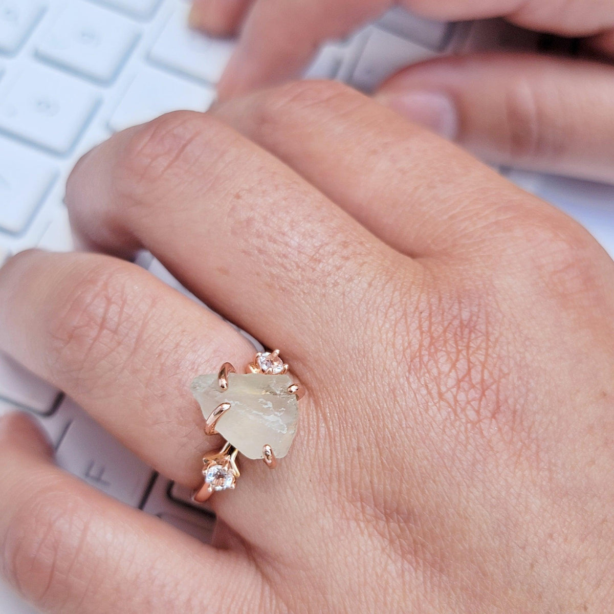 Green Amethyst Bracelet Ring Set - Uniquelan Jewelry