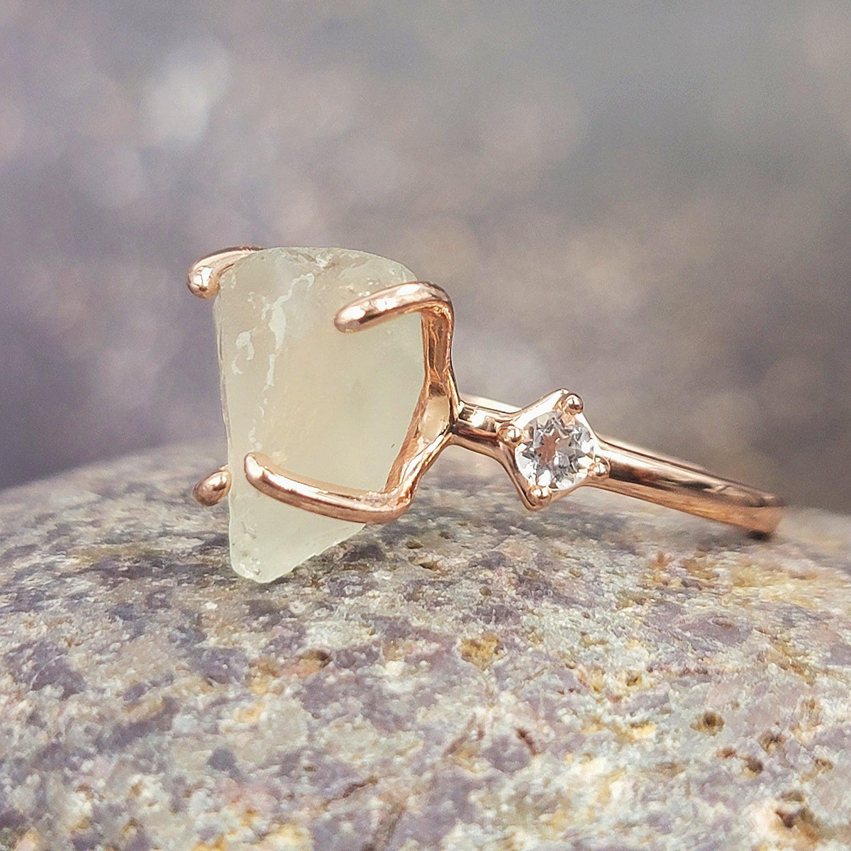 Green Amethyst Crystal Ring - Uniquelan Jewelry