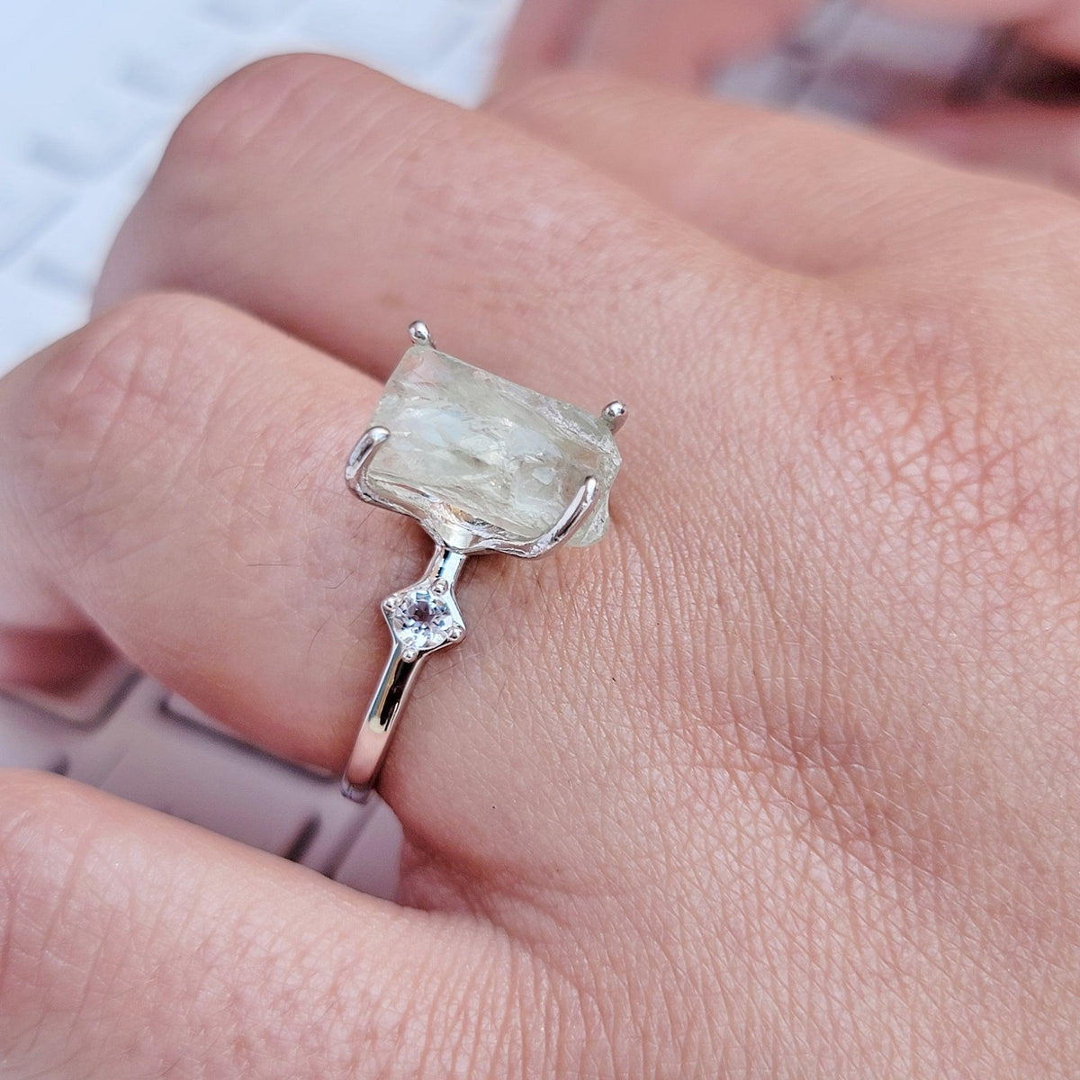 Green Amethyst Crystal Ring - Uniquelan Jewelry