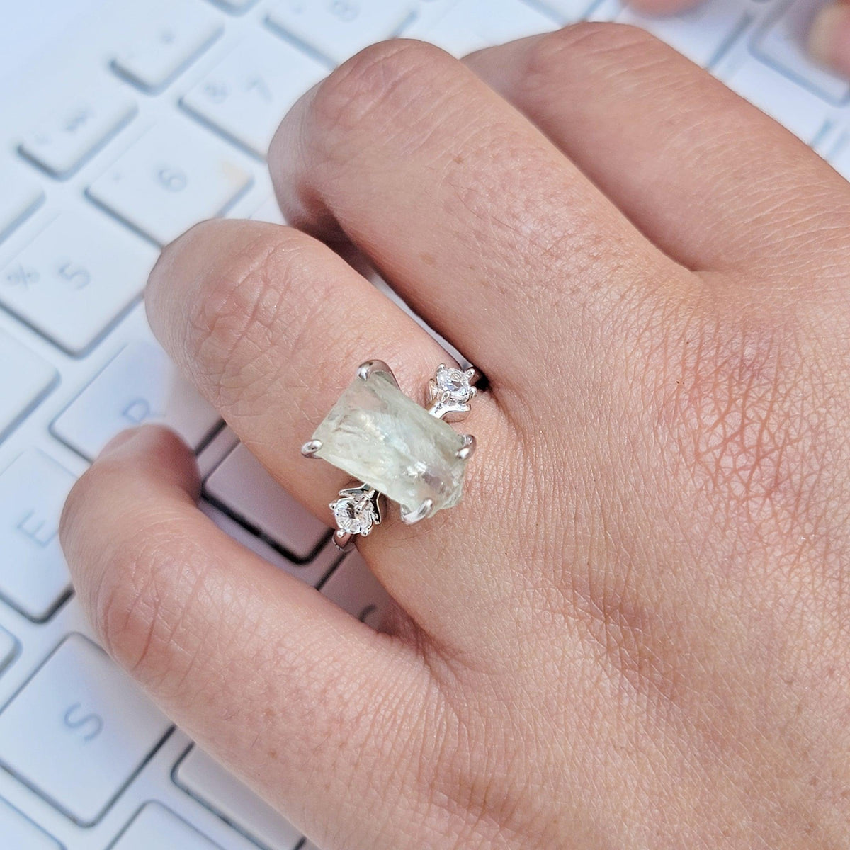 Green Amethyst Crystal Ring - Uniquelan Jewelry