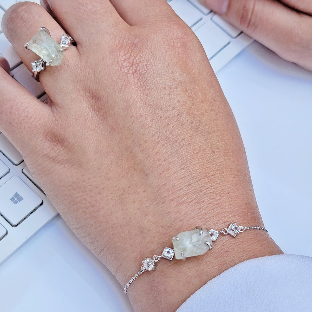 Green Amethyst Crystal Ring - Uniquelan Jewelry