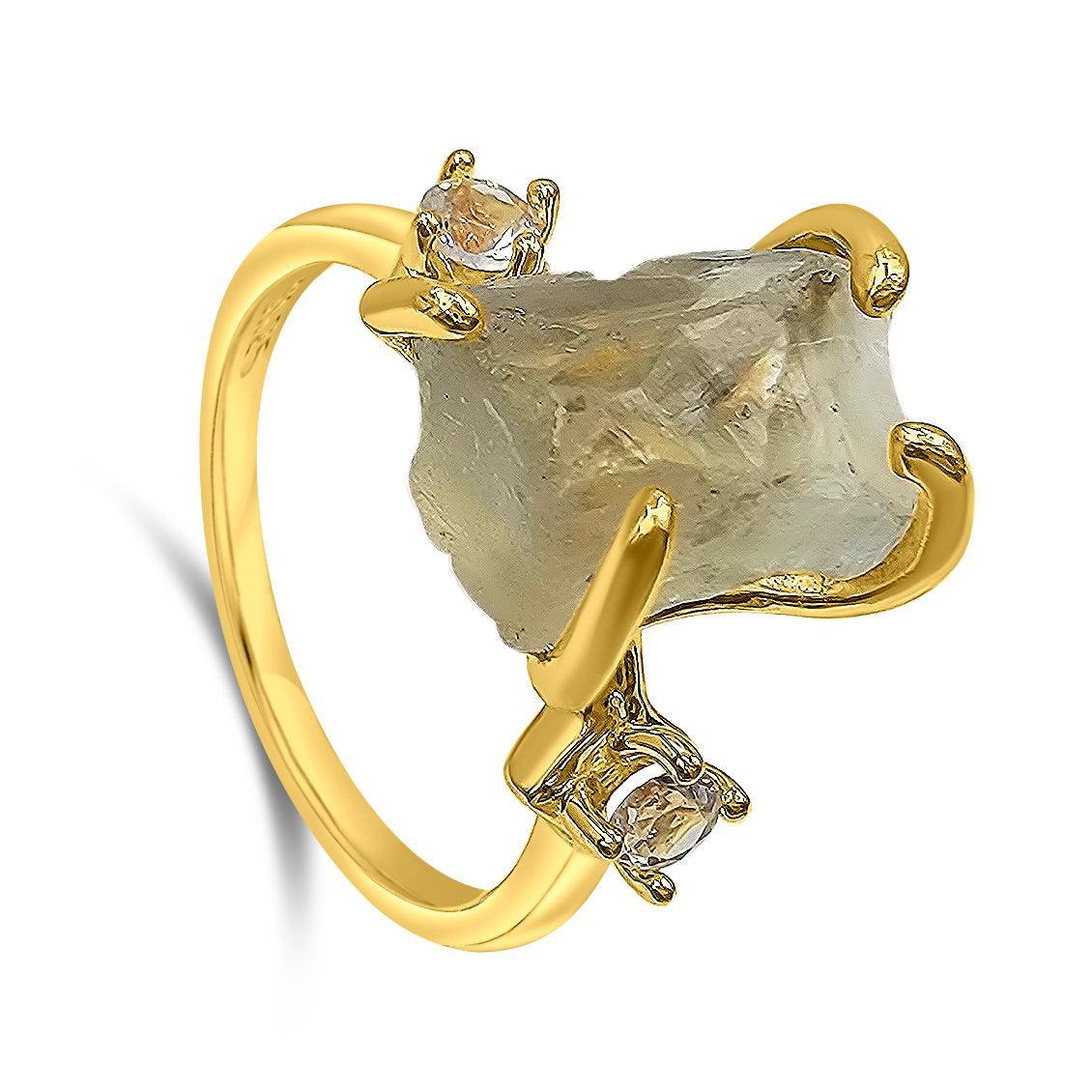 Green Amethyst Crystal Ring - Uniquelan Jewelry