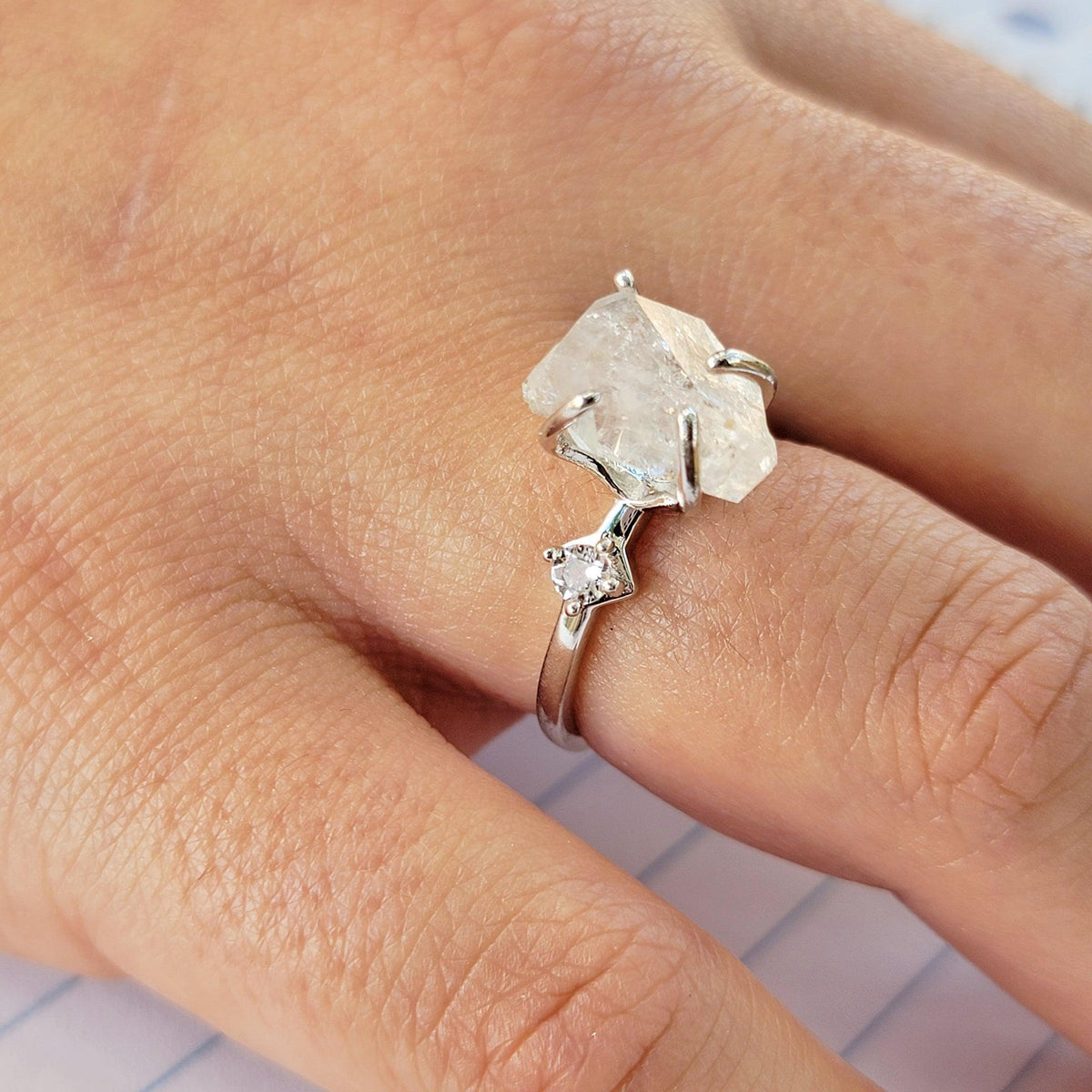 Herkimer Diamond Crystal Ring - Uniquelan Jewelry