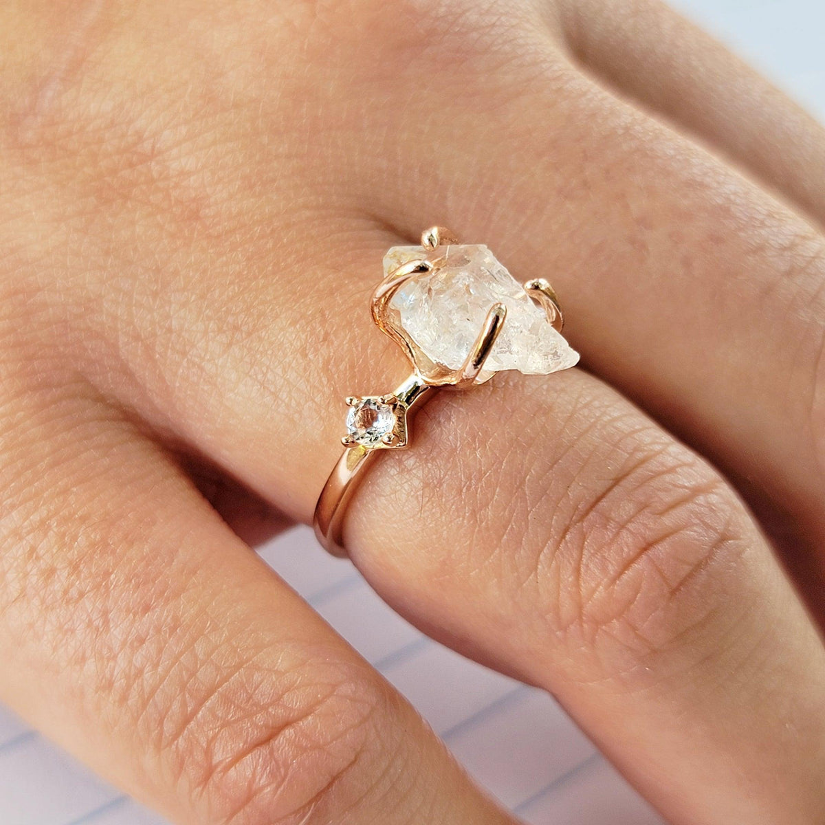 Herkimer Diamond Crystal Ring - Uniquelan Jewelry