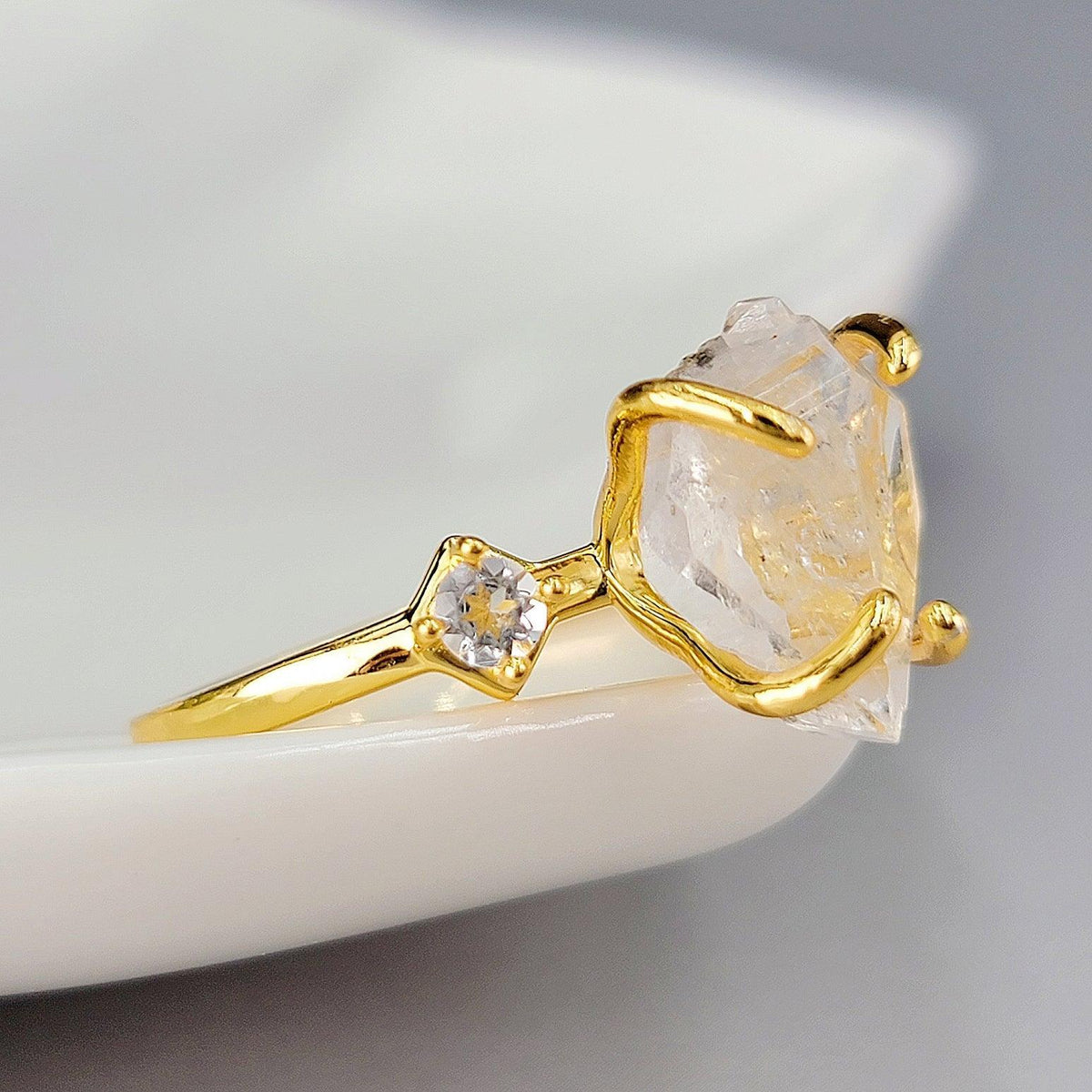 Herkimer Diamond Crystal Ring - Uniquelan Jewelry