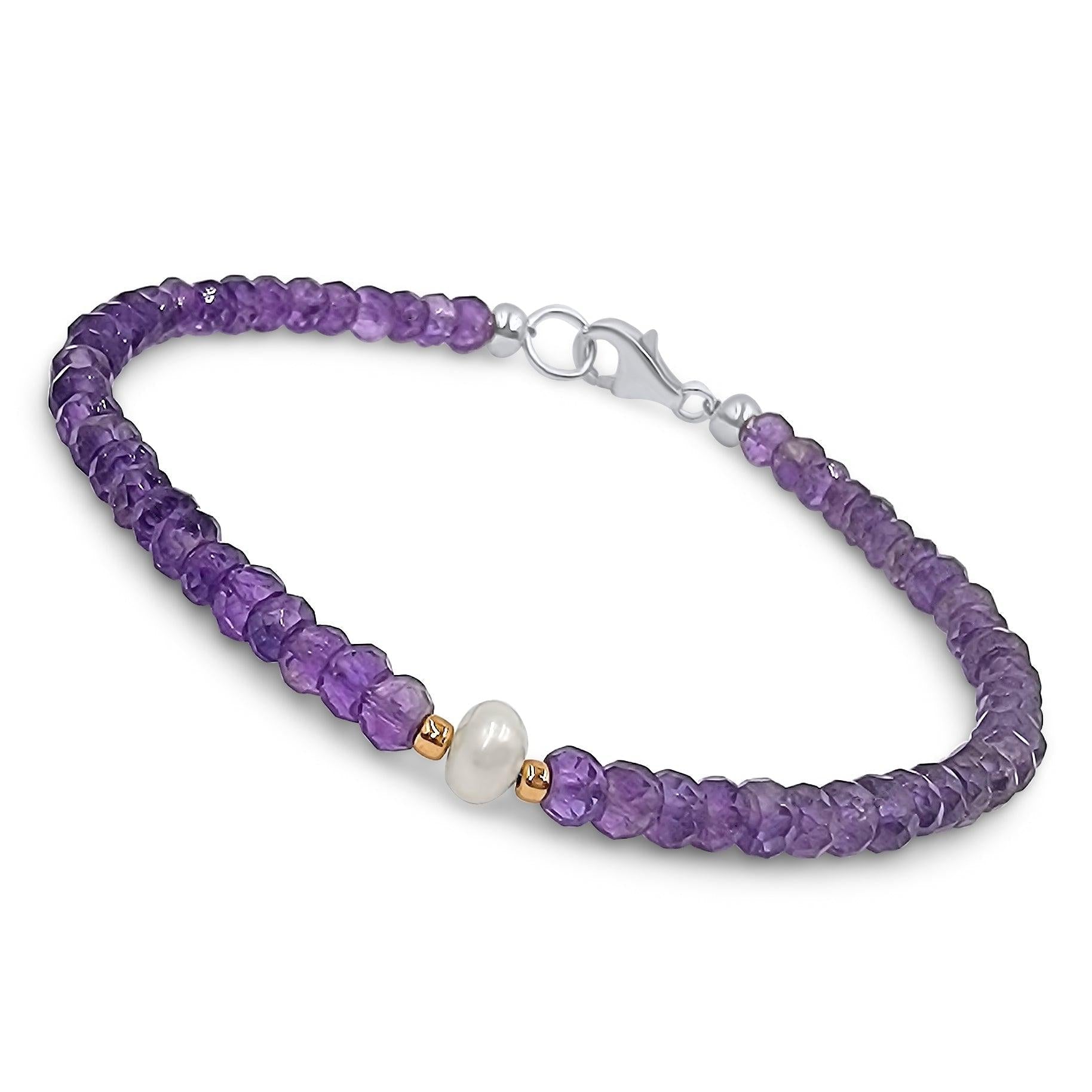 Real Amethyst and Pearl Bracelet