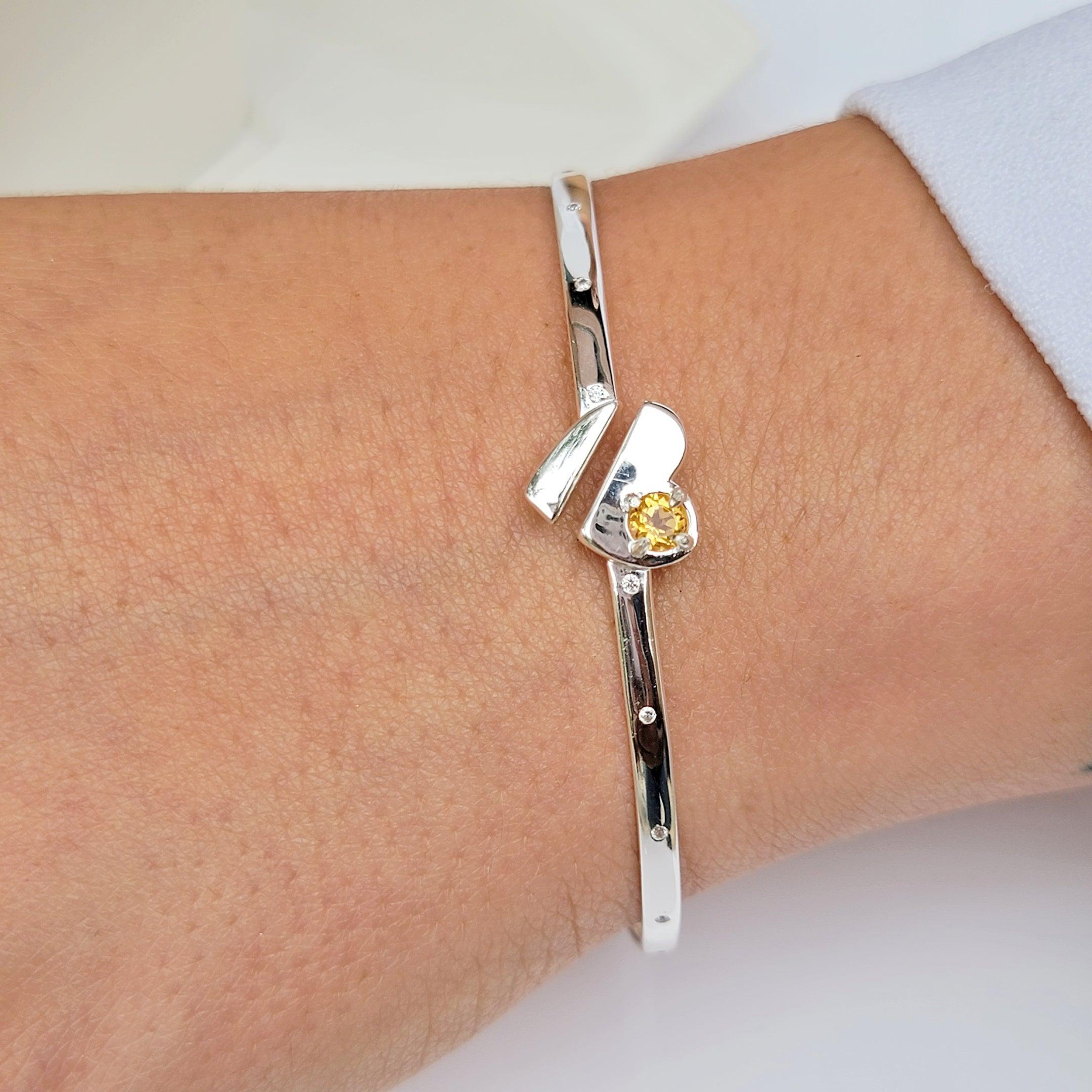 Citrine Heart Adjustable Bracelet