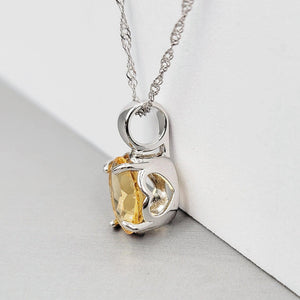 Natural Citrine Heart Encrypt Necklace - Uniquelan Jewelry