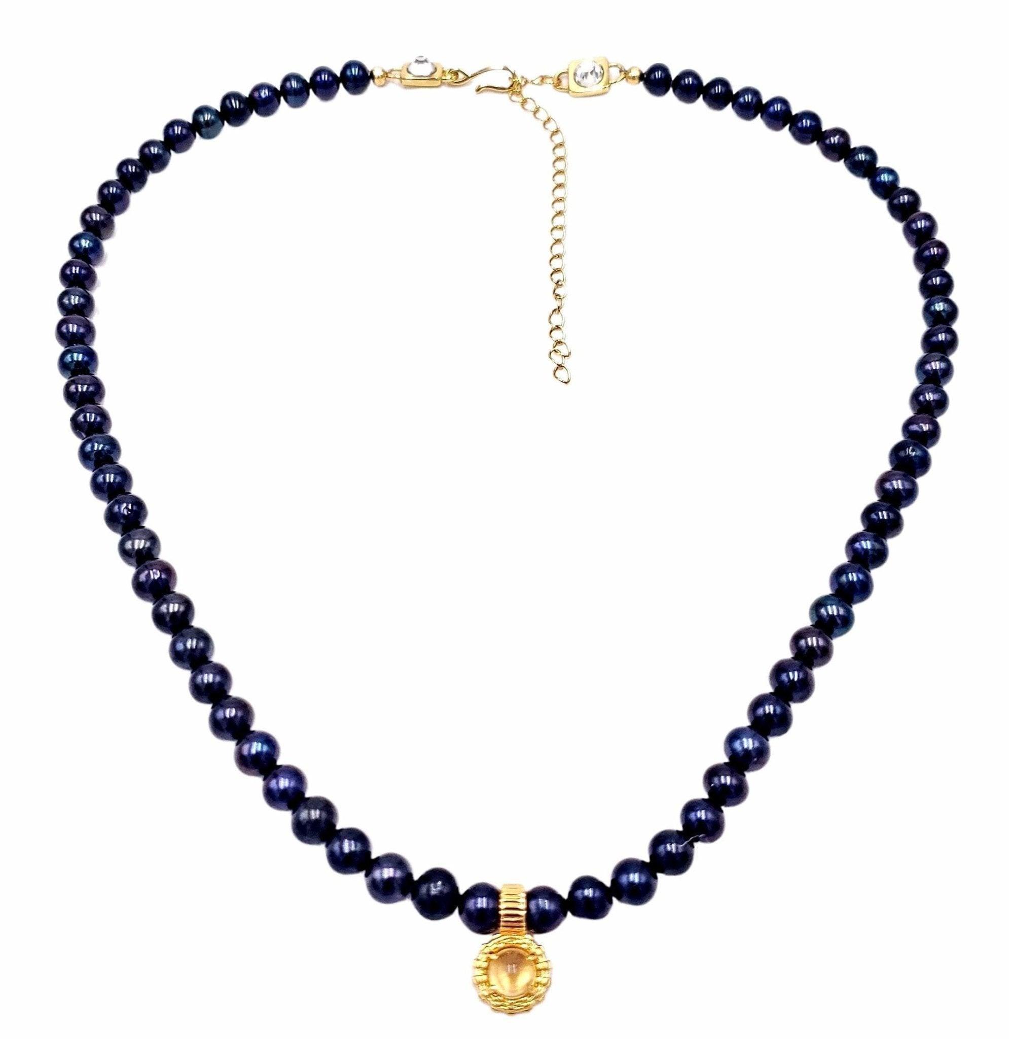 Real citrine Pearl Strand Necklace