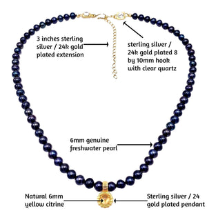 Natural citrine pearl strand necklace - Uniquelan Jewelry