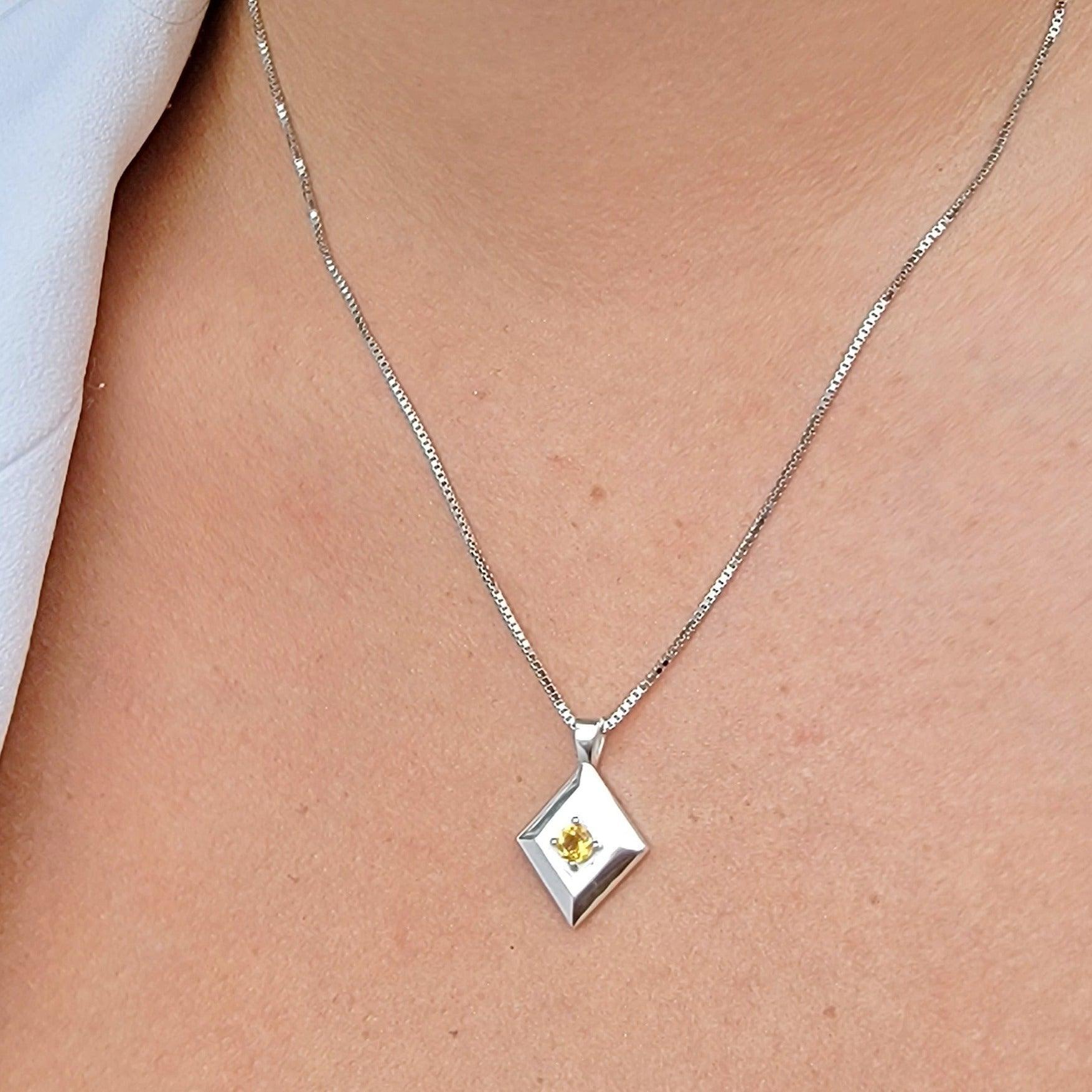 Real Citrine Pendant Necklace