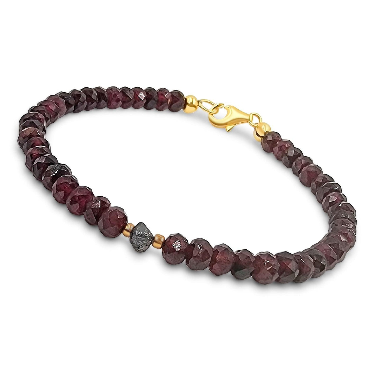 Natural Garnet and Raw Diamond Bracelet - Uniquelan Jewelry