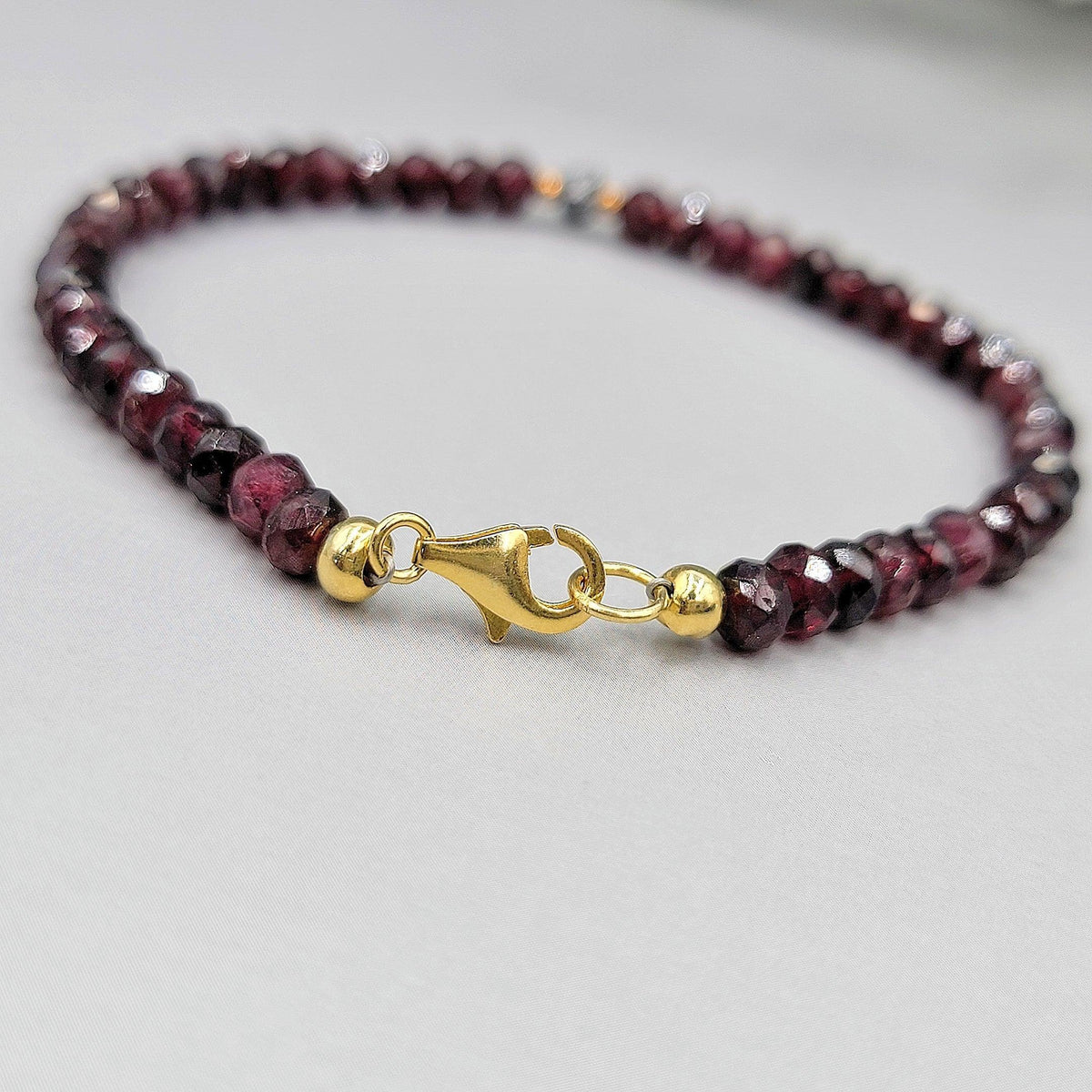 Natural Garnet and Raw Diamond Bracelet - Uniquelan Jewelry