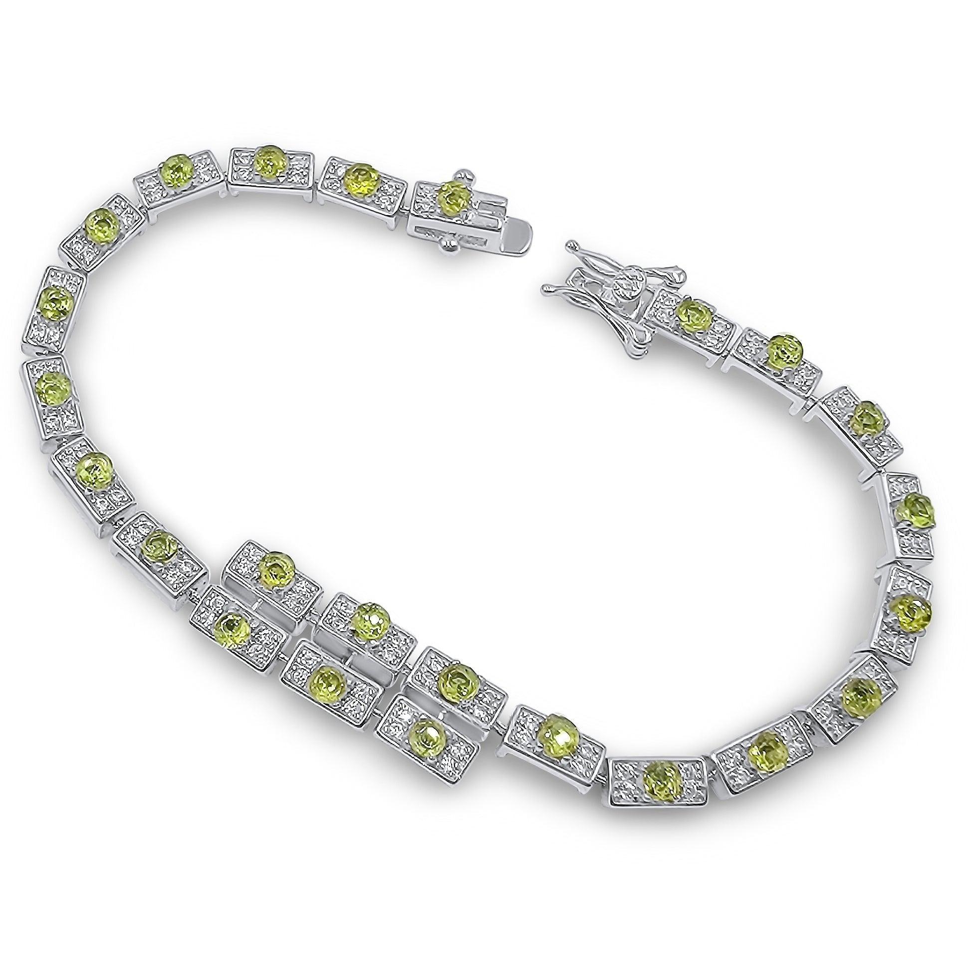 Natural peridot double tennis bracelet - Uniquelan Jewelry