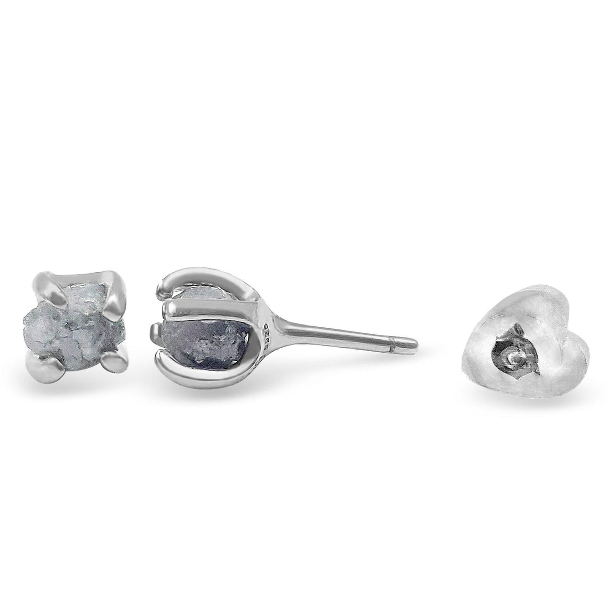 Natural Raw 4mm Diamond Stud Earrings - Uniquelan Jewelry