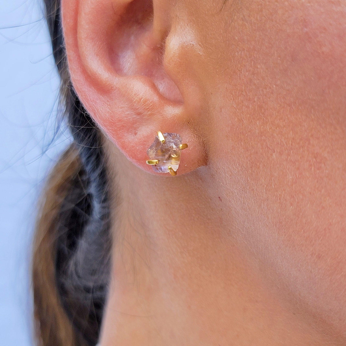 Natural Raw Ametrine Stud Earrings - Uniquelan Jewelry