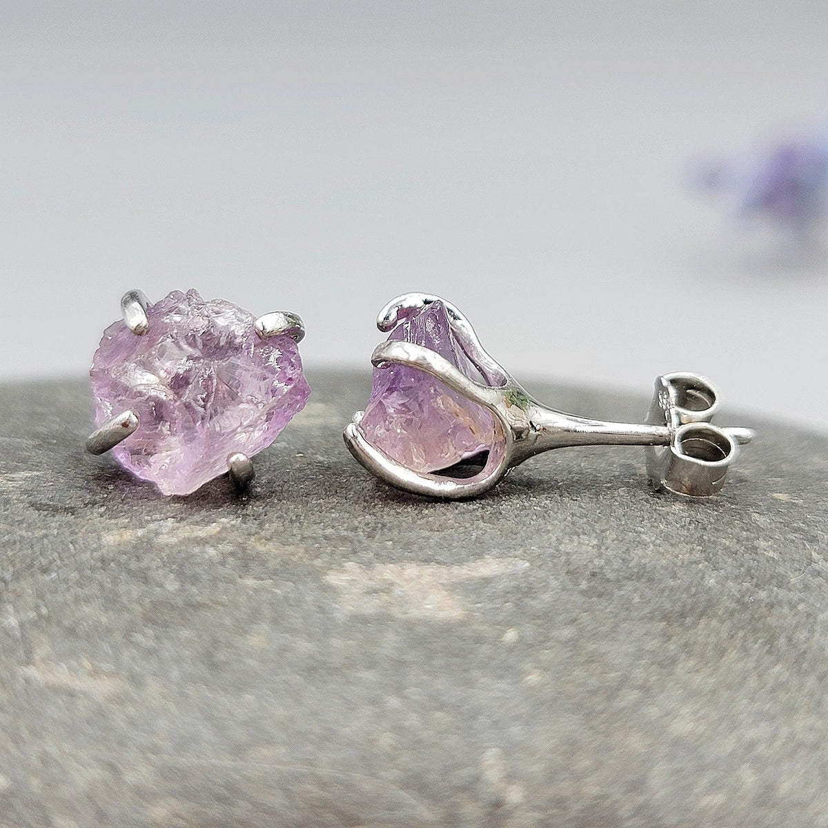 Natural Raw Ametrine Stud Earrings - Uniquelan Jewelry