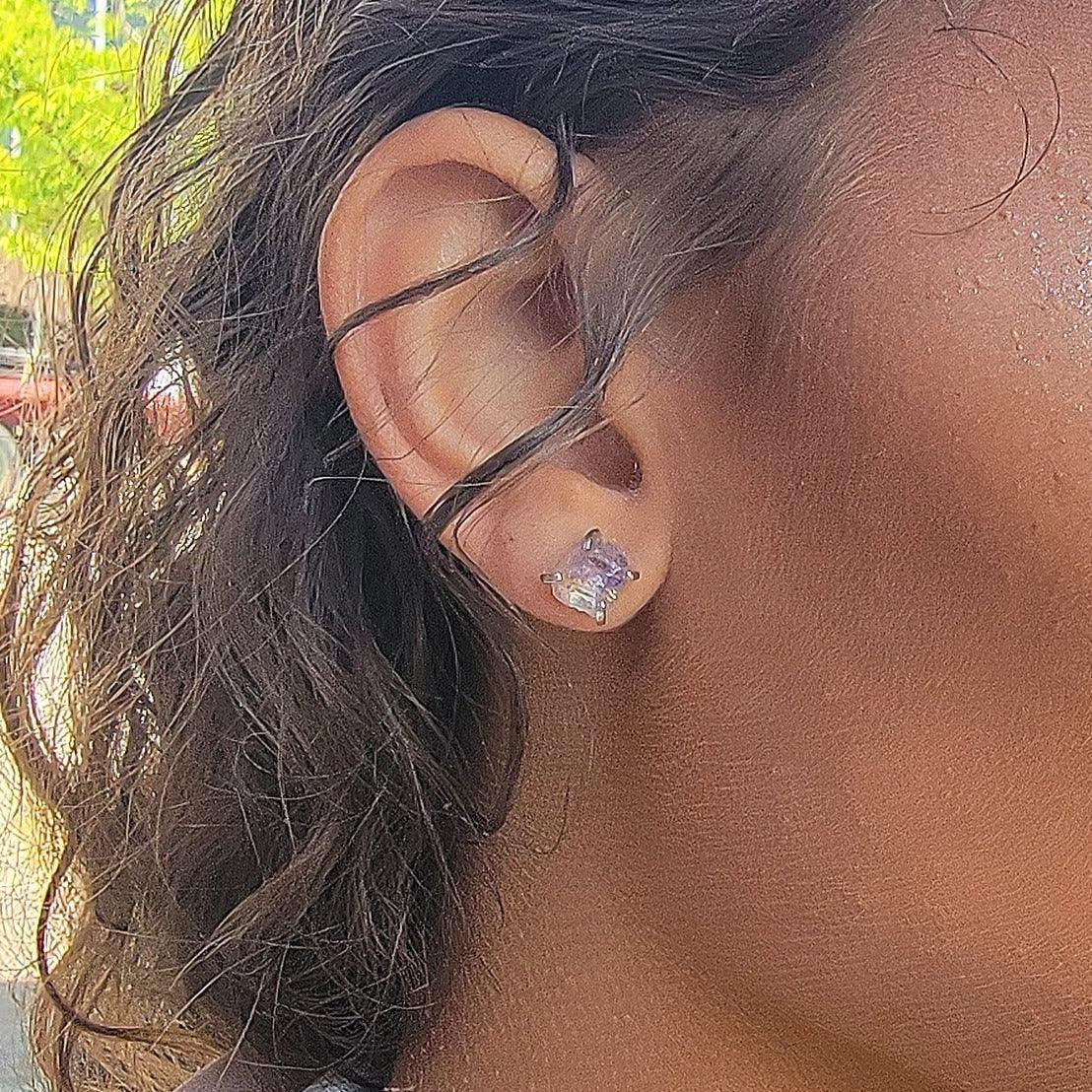 Natural Raw Ametrine Stud Earrings - Uniquelan Jewelry