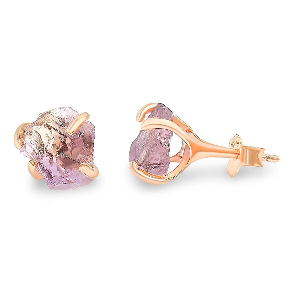 Natural Raw Ametrine Stud Earrings - Uniquelan Jewelry