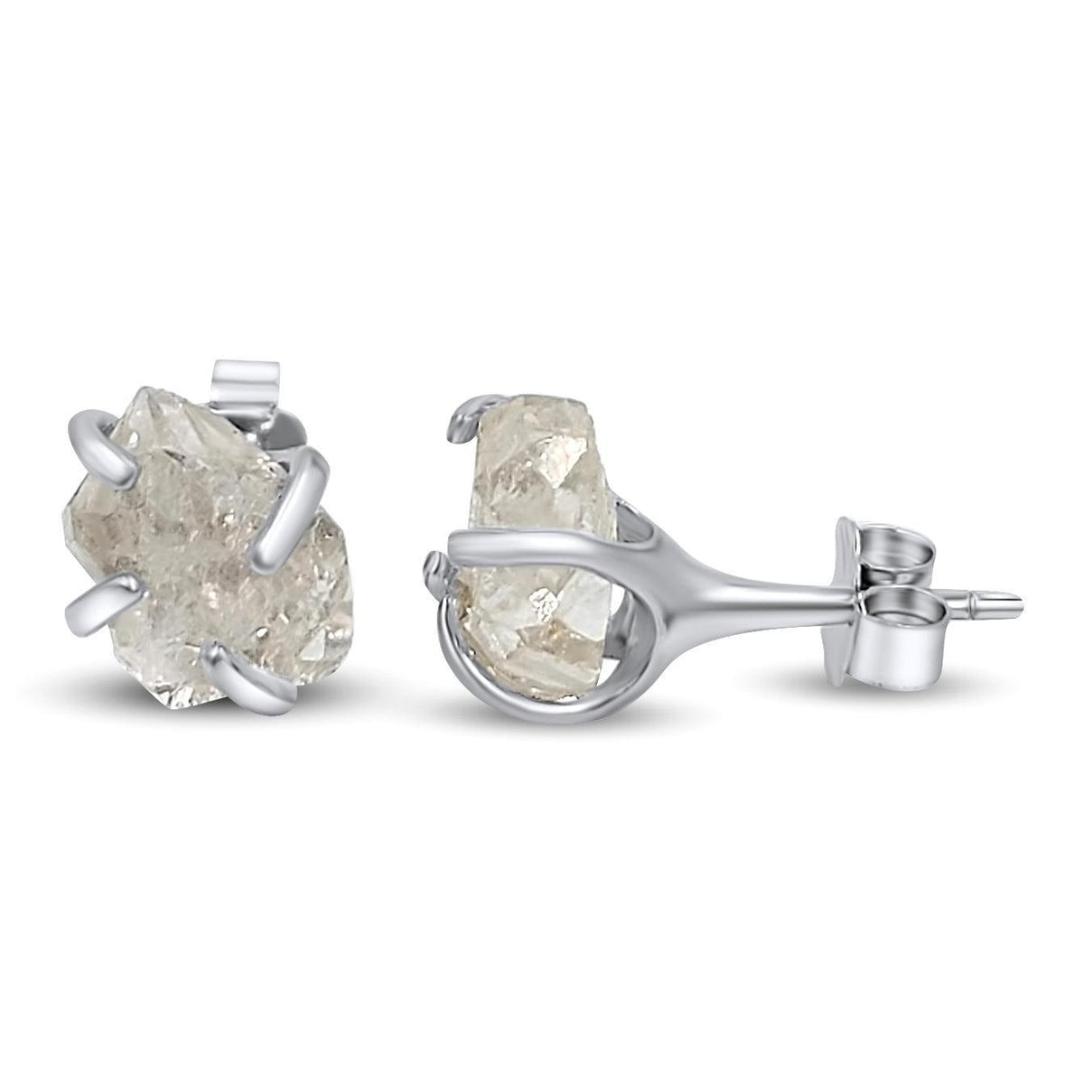 Natural Raw Herkimer Diamond Stud Earrings - Uniquelan Jewelry