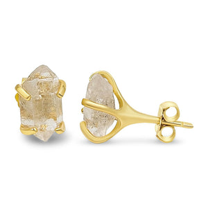 Natural Raw Herkimer Diamond Stud Earrings - Uniquelan Jewelry