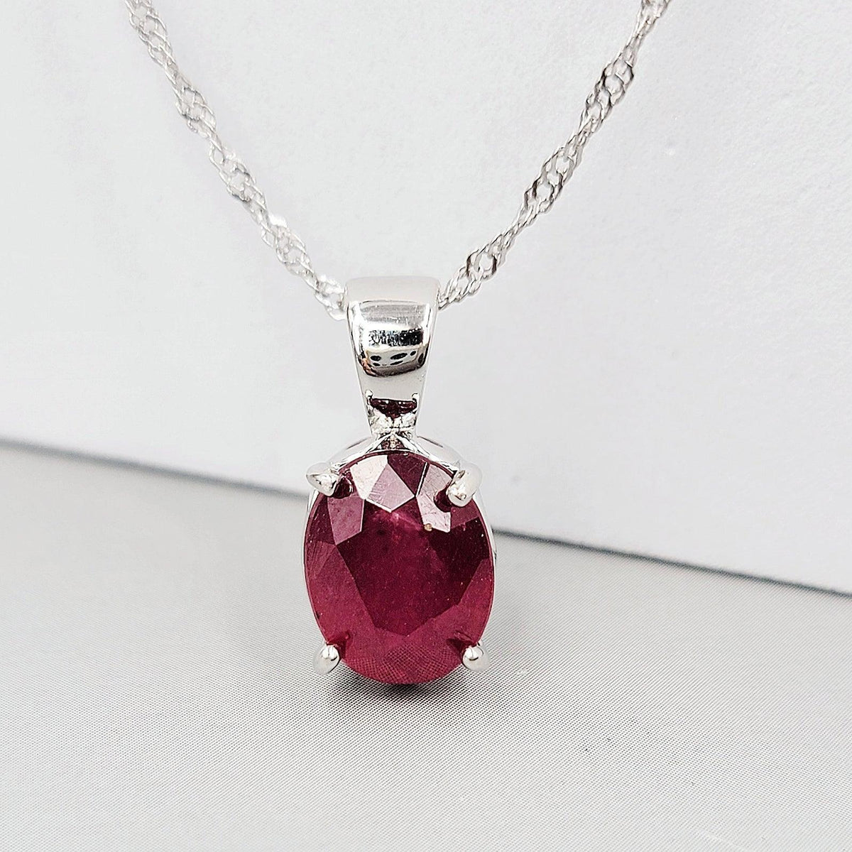 Natural Ruby Heart Necklace - Uniquelan Jewelry