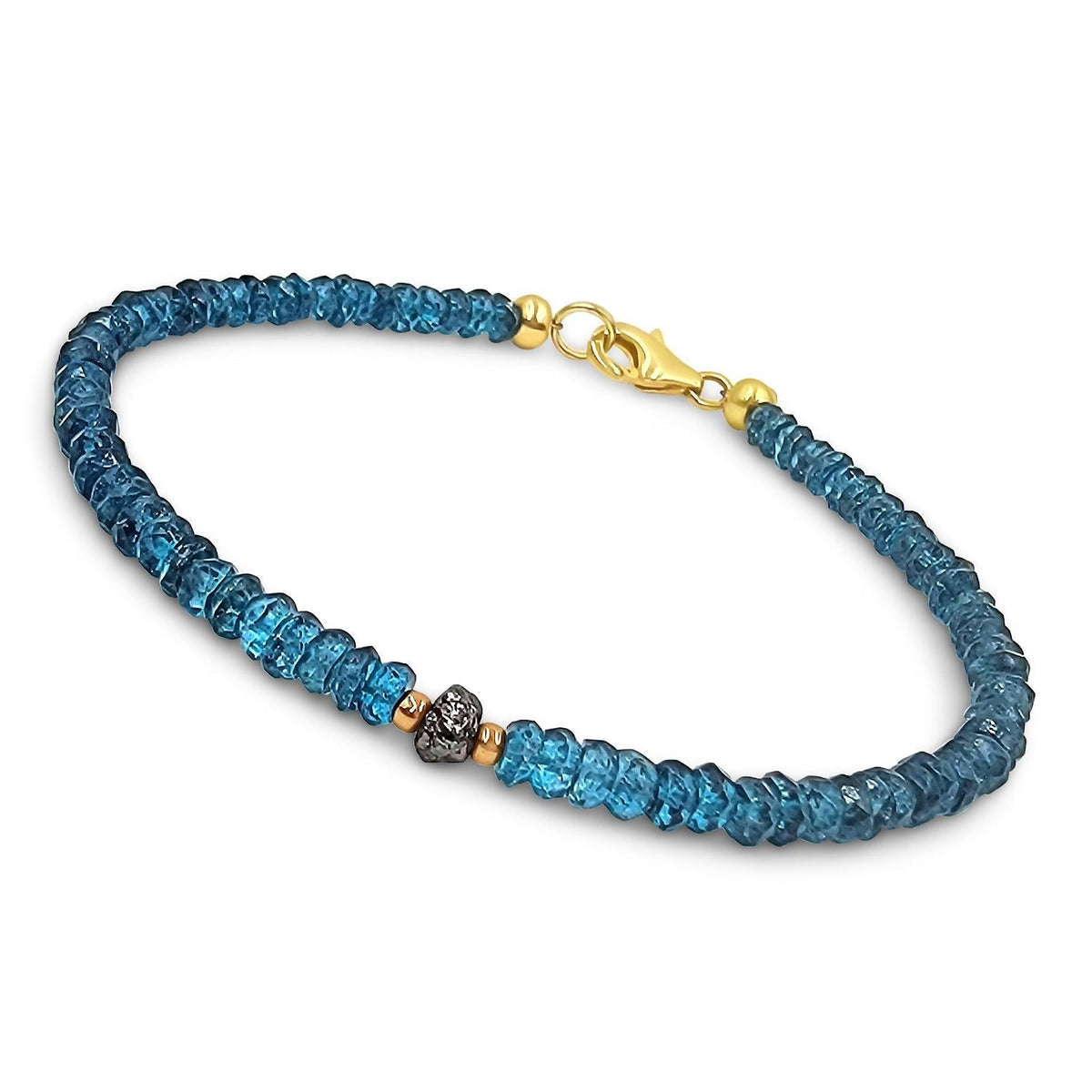 Natural Topaz and Raw Diamond Bracelet - Uniquelan Jewelry