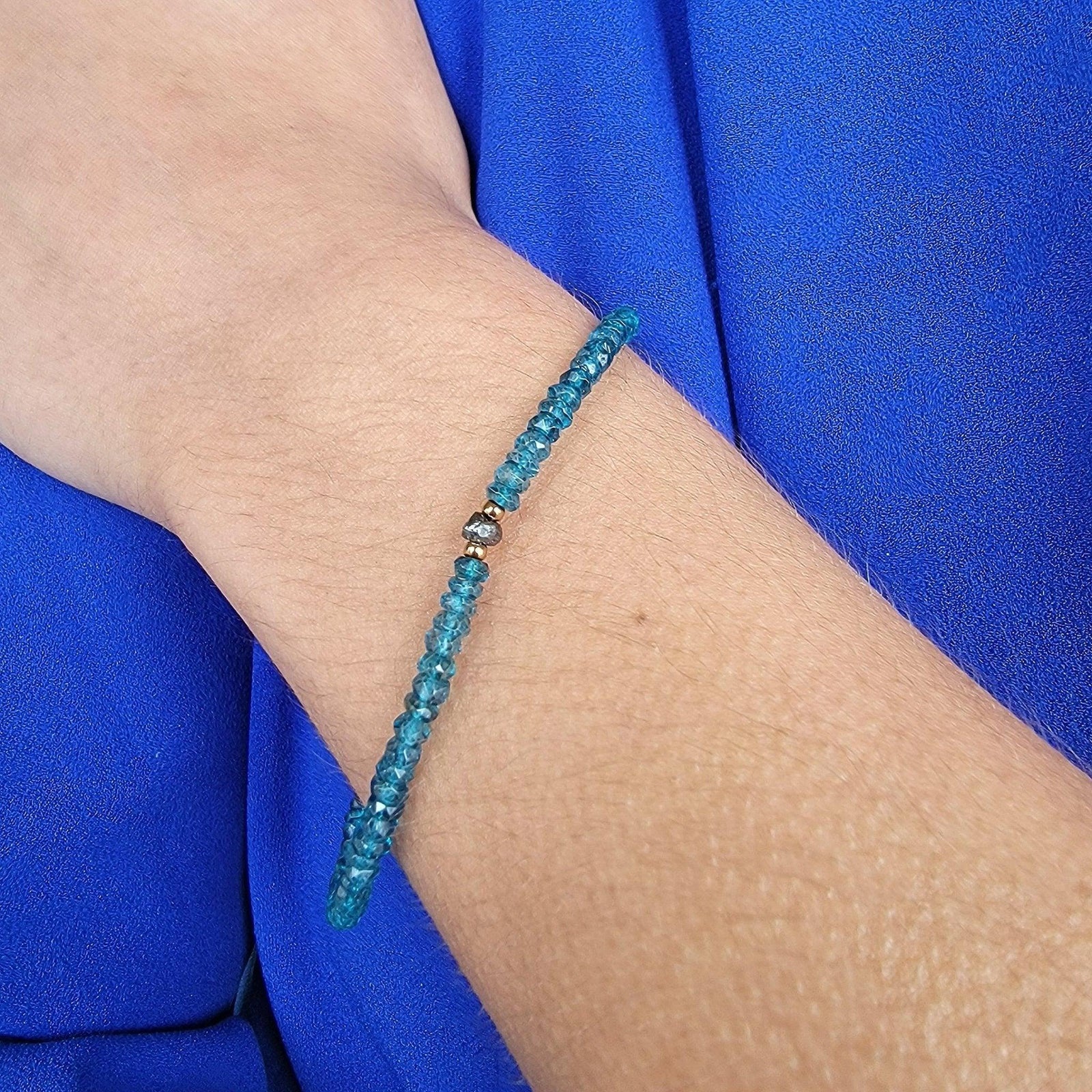 Natural Topaz and Raw Diamond Bracelet - Uniquelan Jewelry