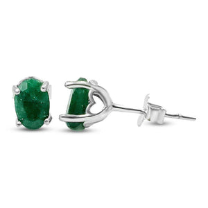 Oval Emerald Heart Earrings - Uniquelan Jewelry