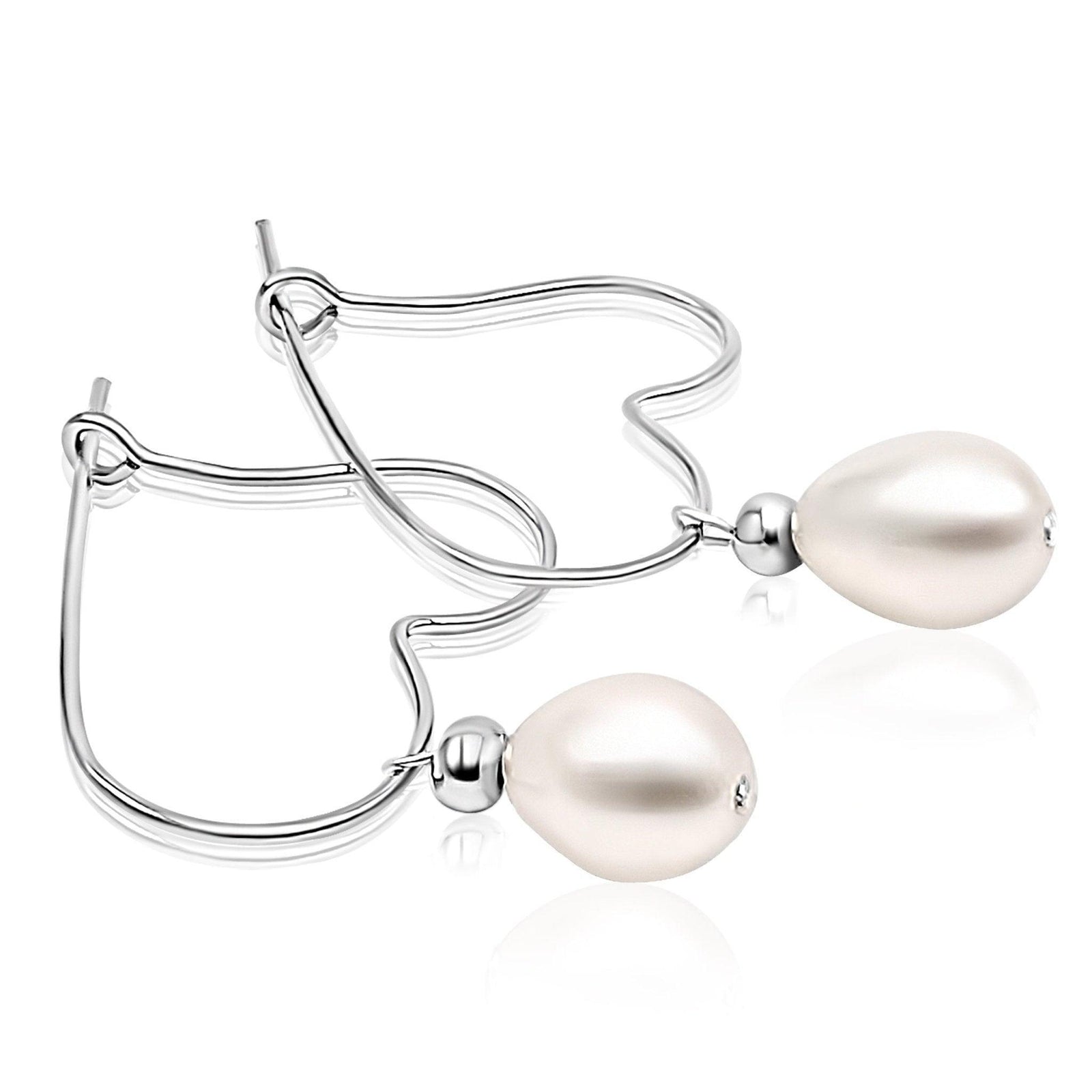 Pearl Heart Drop Earrings - Uniquelan Jewelry
