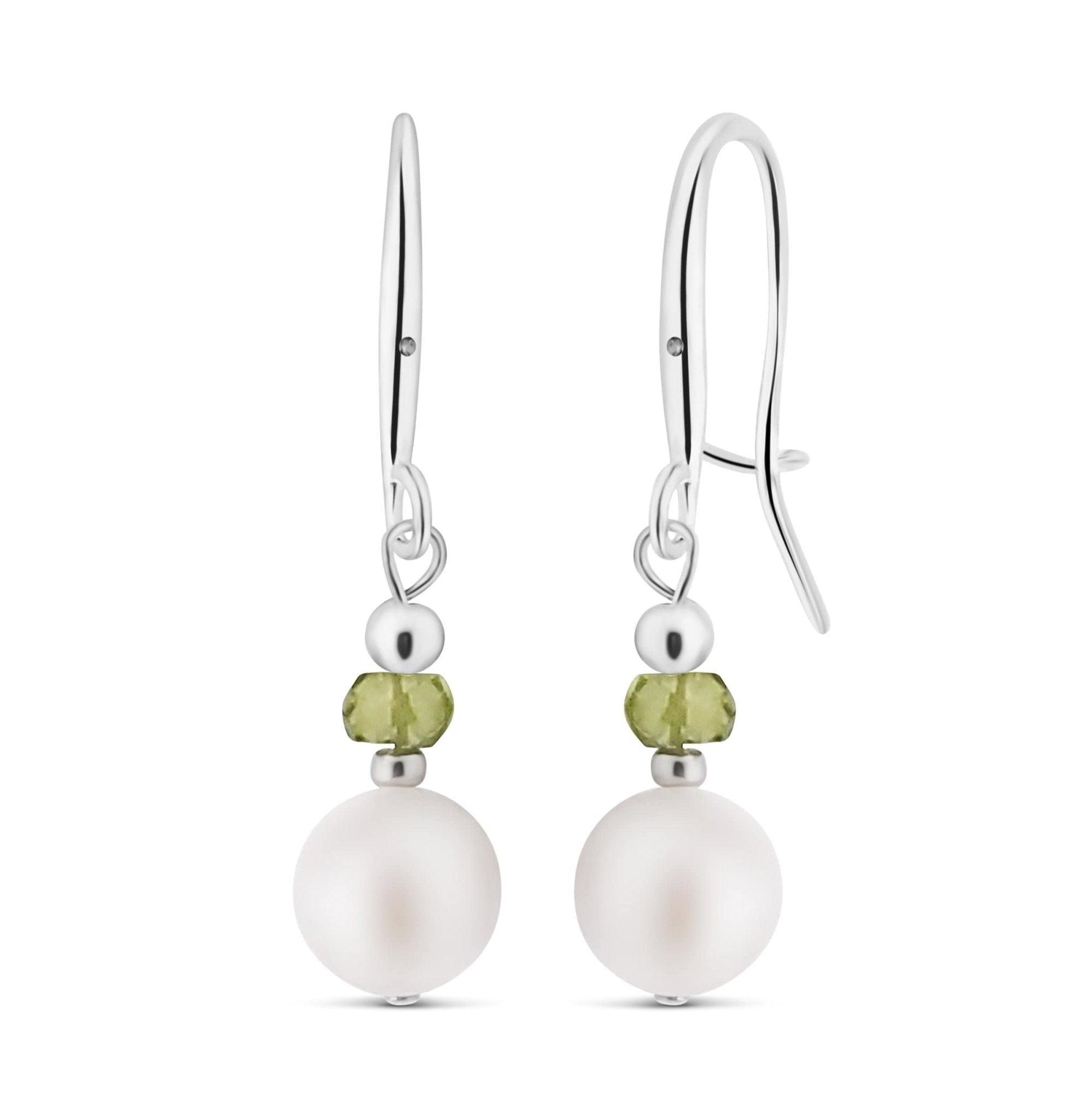 Peridot and Pearl Drop Earrings - Uniquelan Jewelry