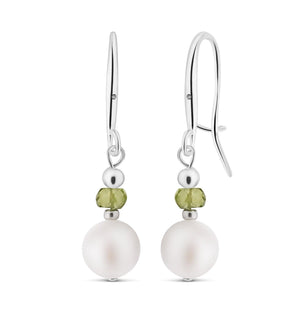 Peridot and Pearl Drop Earrings - Uniquelan Jewelry