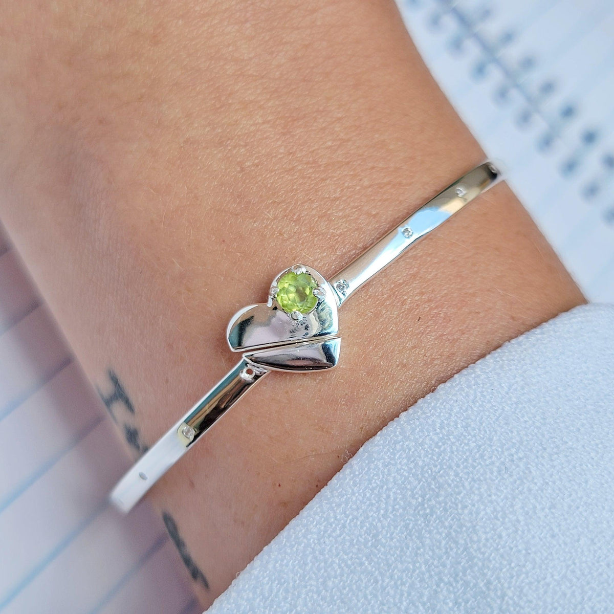 Peridot Heart Adjustable Bracelet - Uniquelan Jewelry