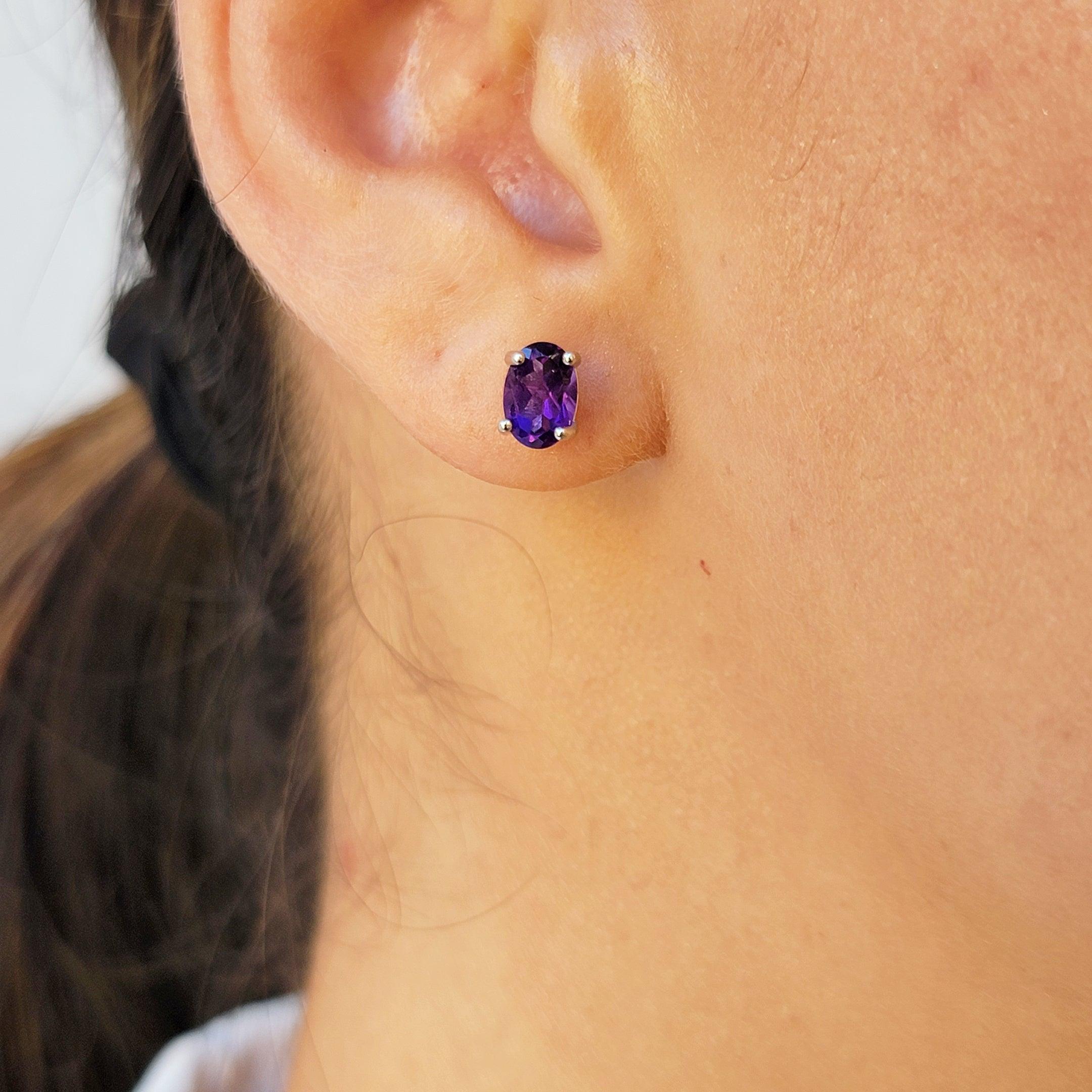 Purple Amethyst Heart Earrings
