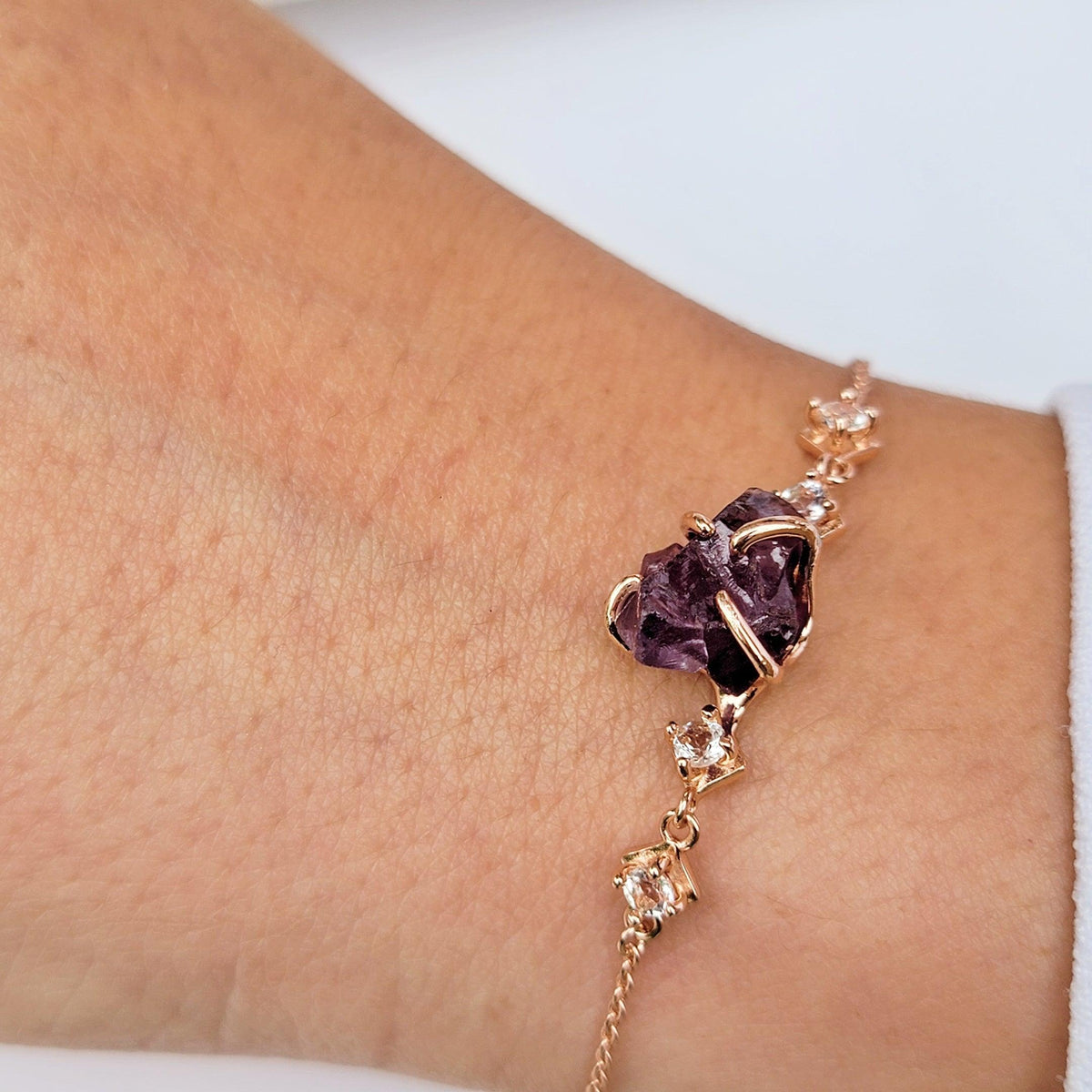 Raw Alexandrite Chain Bracelet - Uniquelan Jewelry