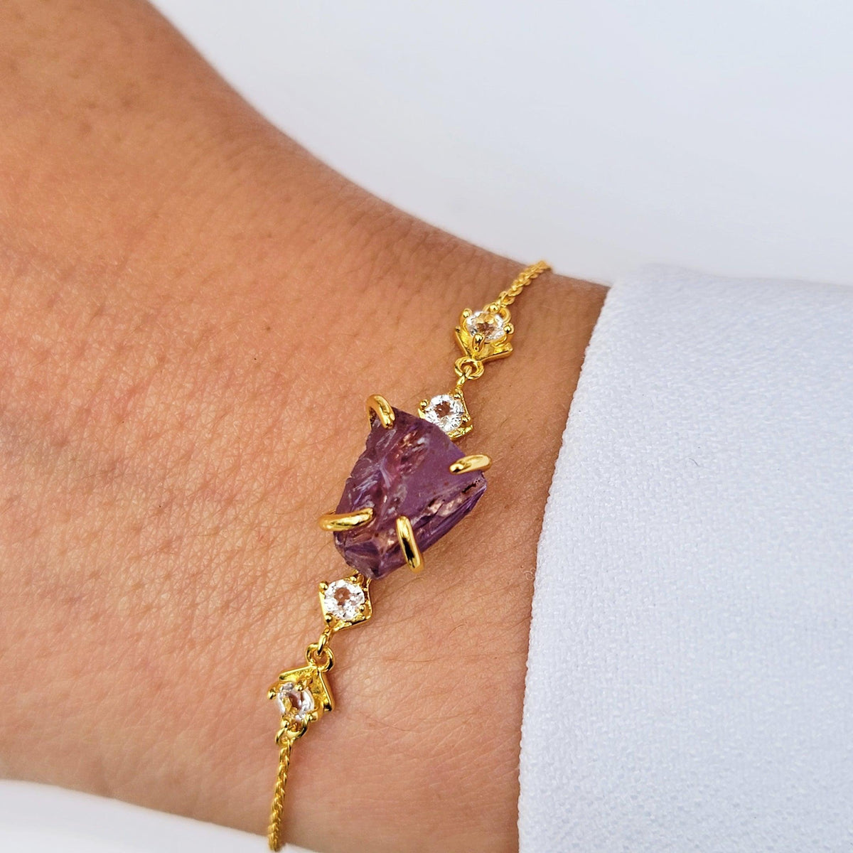 Raw Alexandrite Chain Bracelet - Uniquelan Jewelry