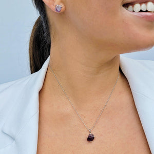 Raw Alexandrite Necklace and Stud Earrings Set - Uniquelan Jewelry