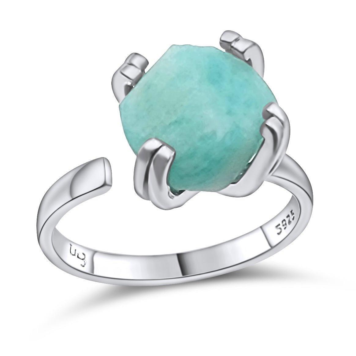 Raw Amazonite Adjustable Ring - Uniquelan Jewelry