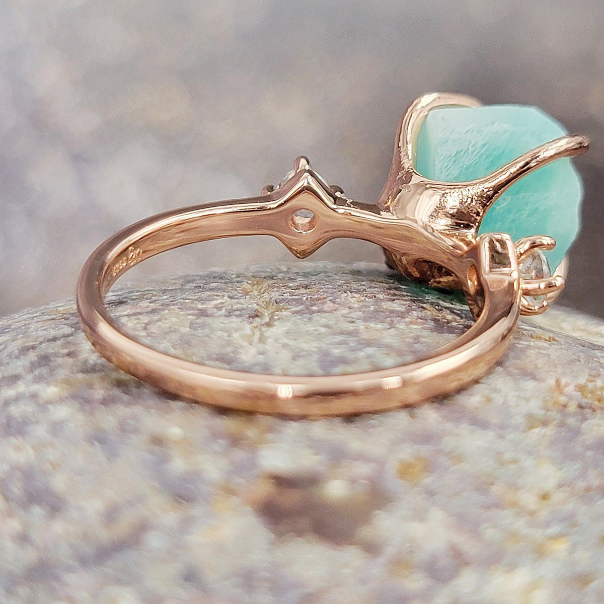 Raw Amazonite Bracelet Ring Set - Uniquelan Jewelry