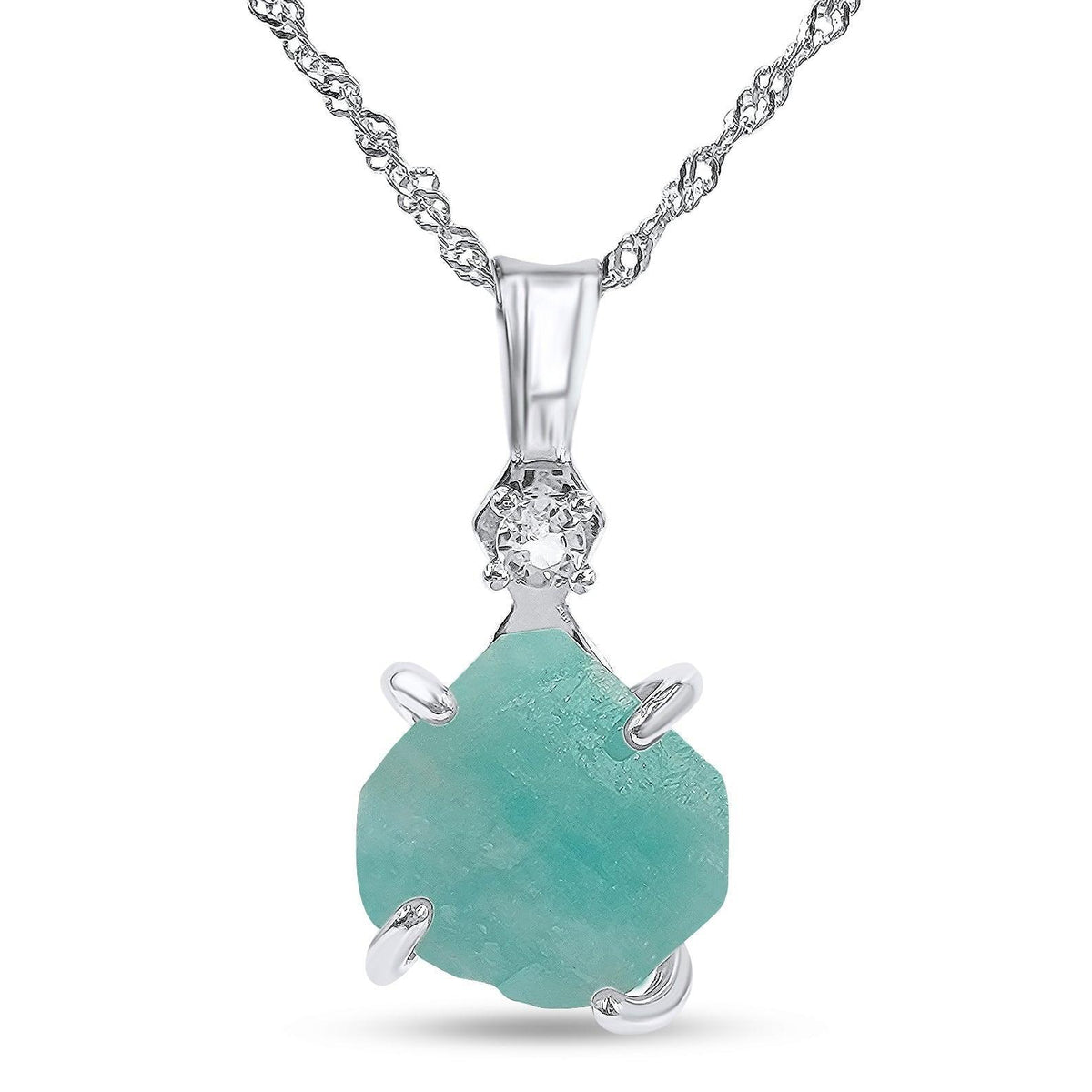 Raw Amazonite Crystal Necklace - Uniquelan Jewelry